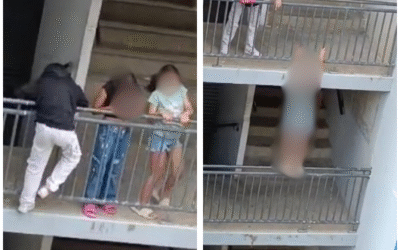 🚨 ¡Inconsciencia al borde del abismo! Menores se cuelgan desde un balcón y nadie interviene