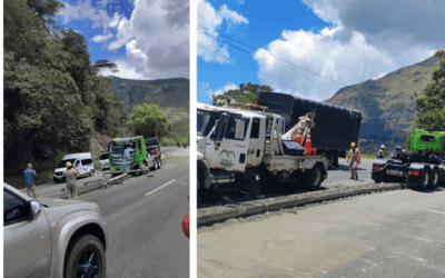 Accidente en la autopista Medellín–Bogotá: camión terminó contra un poste
