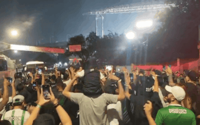 Hinchada verdolaga se toma el Morumbí para alentar a Nacional en la Copa Libertadores