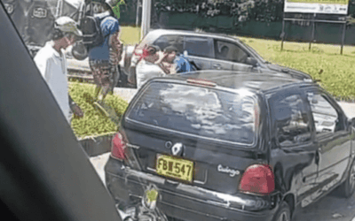 Caso de intolerancia vial en la glorieta del coliseo de Tablaza, variante Caldas