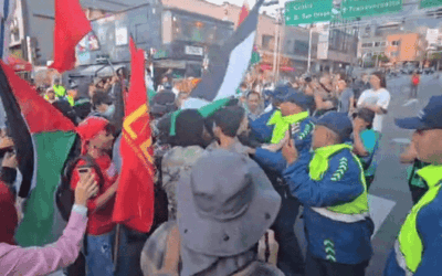 Alteraciones de orden público durante manifestación pro Palestina en Medellín