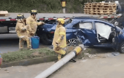 Accidente de tránsito en la Autopista Medellín–Bogotá dejó solo daños materiales
