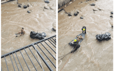 Motociclista terminó en la quebrada Doña María tras choque por exceso de velocidad en Itagüí