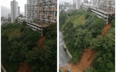 Alerta en Sabaneta: edificio estaría en riesgo de colapso tras deslizamiento en la loma de San José