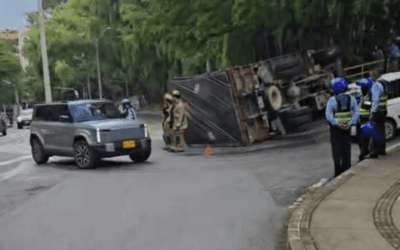 Siniestro vial genera congestión en el sector de Vizcaya, en El Poblado